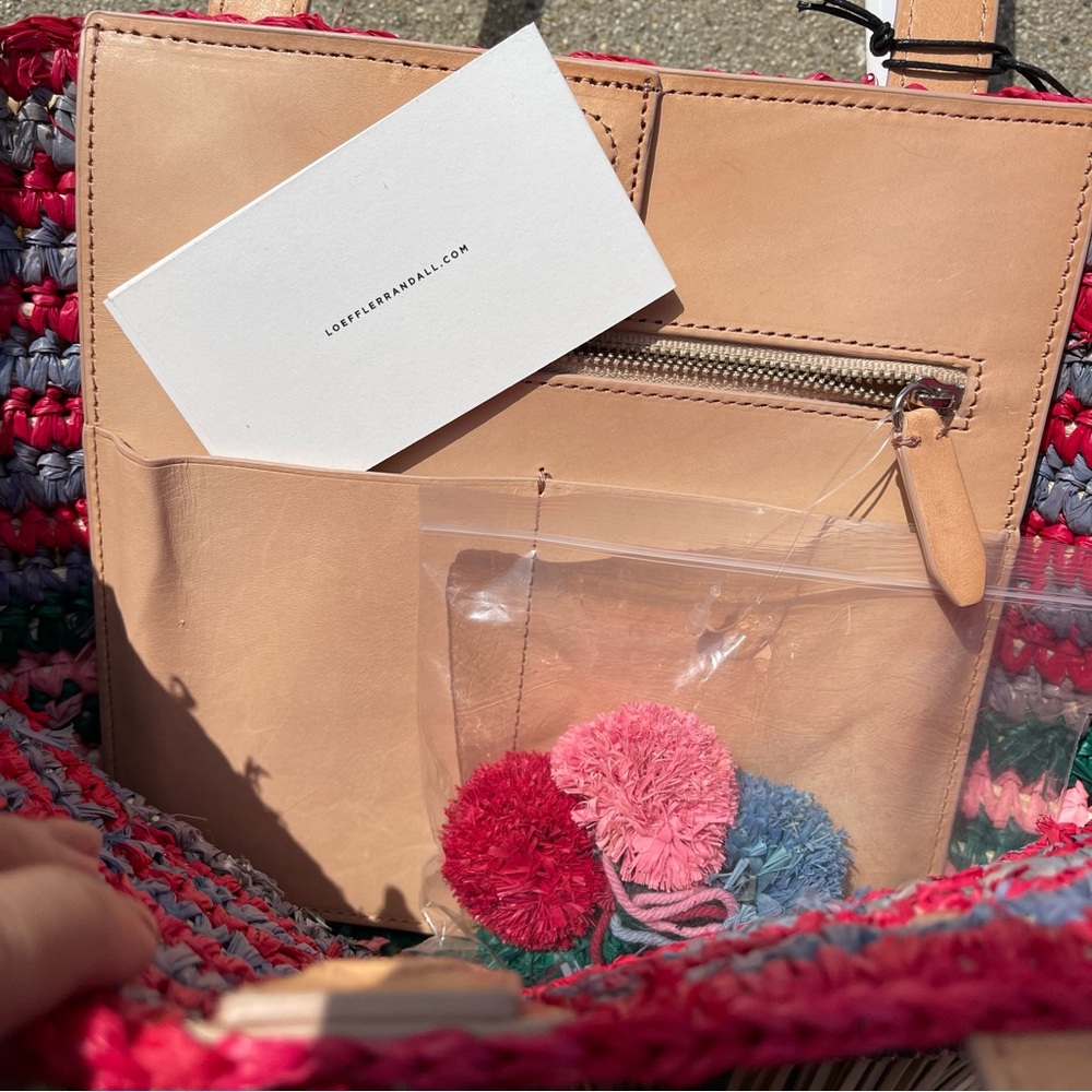 Loeffler Randall Rainbow Cruise Striped Straw Tote - Picture 3 of 7